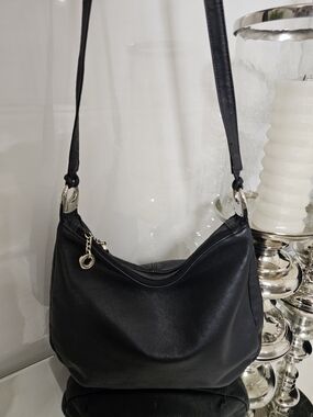 Giani Bernini Black Leather Hobo with Silver-Tone Hardware